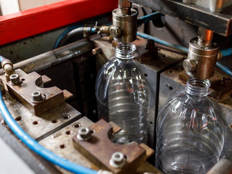 Línea industrial de extrusión soplada para envases huecos plásticos